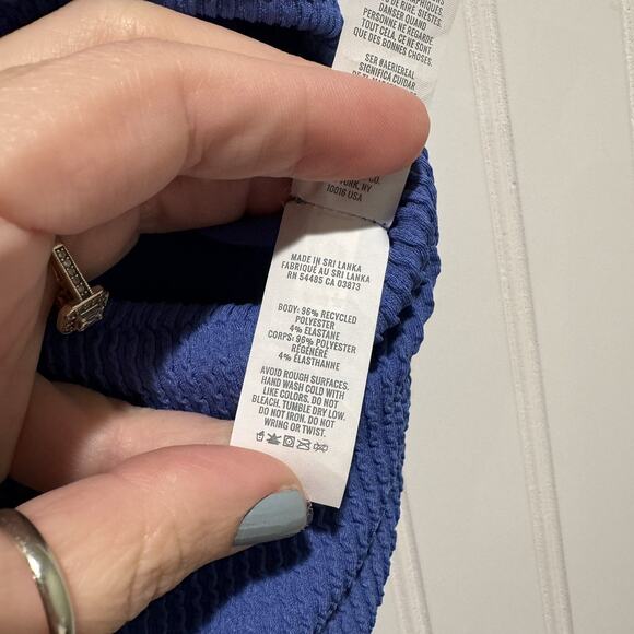 Aerie Blue Crinkle Cut Out One Shoulder One Piece Swimsuit Size Large - Picture 5 of 6